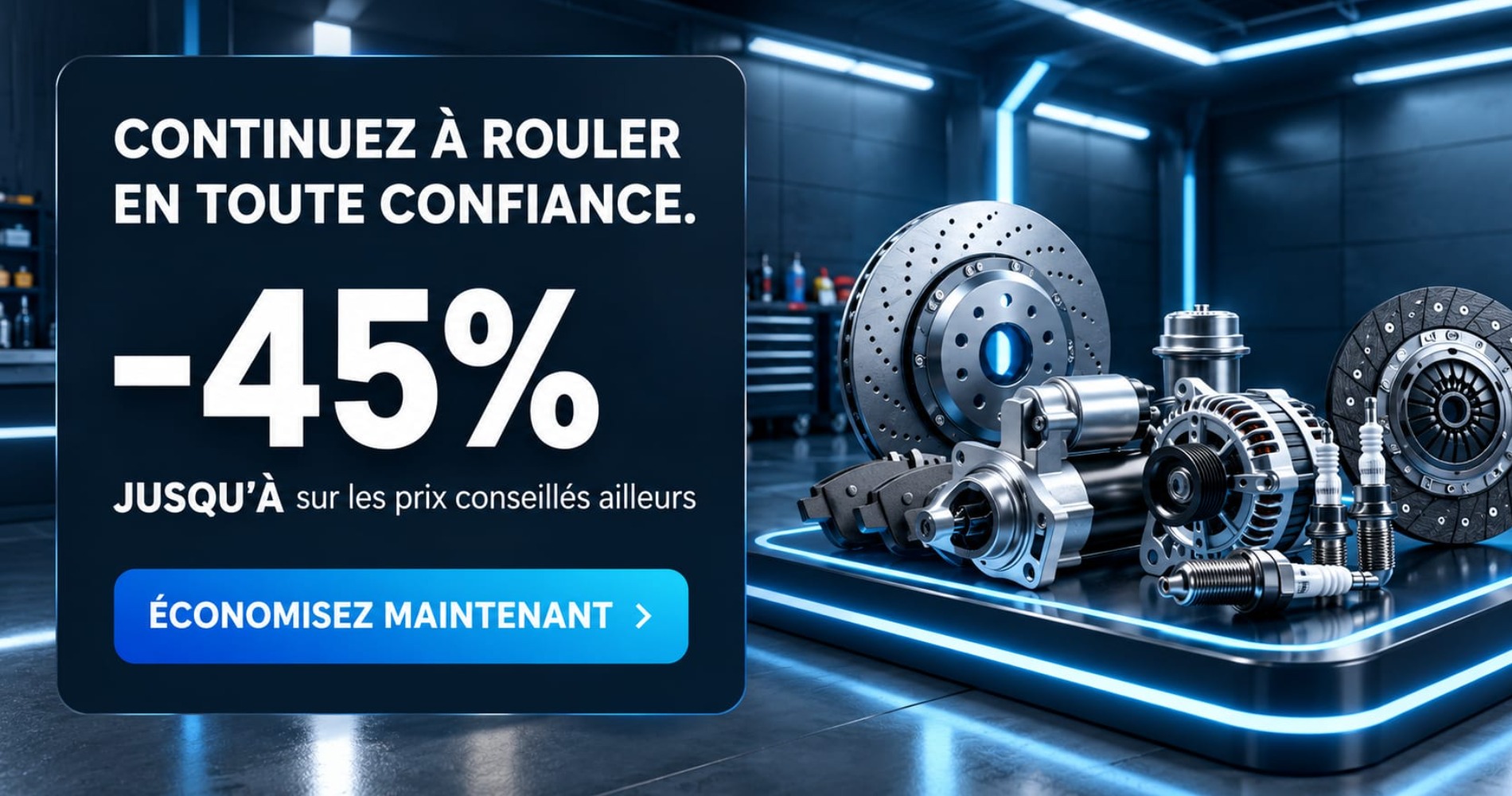 Continuez à rouler en toute confiance : jusqu’à 45 % de remise sur les prix conseillés ailleurs.